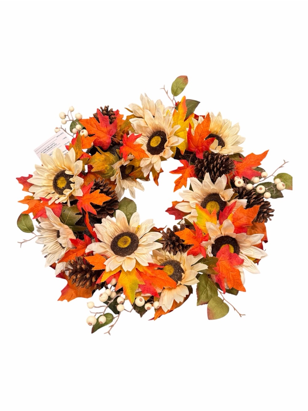 Sunflower and Pinecone Holiday Wreath NWT